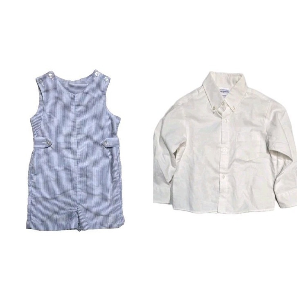 Vintage Boys  Romper 4 T Blue‎ Striped IMP ORIGINALS Lot Of 2